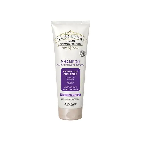 Alfaparf Milano Шампоан за бяла, сива и руса коса - Il Salone Yellow Remover Shampoo, Anti-Yellow Neutralize Blonde-Grey-White, 250 мл