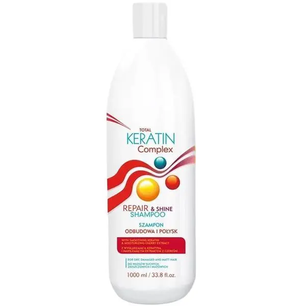 Total Keratin Complex Шампоан за регенерация и блясък с кератин и екстракт от череша - Total Keratin Complex Repair &amp; Shine Shampoo, 1000 мл