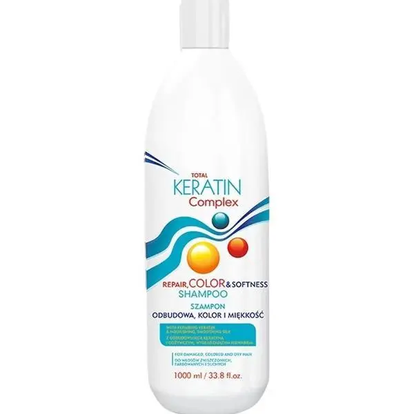 Total Keratin Complex Шампоан за регенерация, защита на цвета и мекота с кератин и масло от макадамия - Total Keratin Complex Repair, Color &amp; Softness Shampoo, 1000 мл