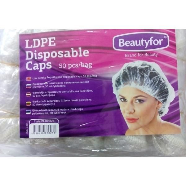 Beautyfor Шапки за душ за еднократна употреба - Beautyfor Disposable Shower Caps, 50 броя