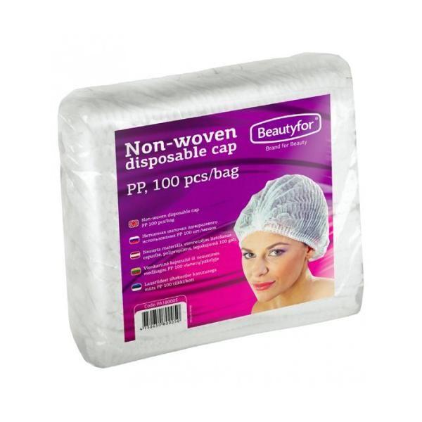 Beautyfor Шапки за еднократна употреба от нетъкан материал - Beautyfor Non-woven Disposable Caps, 100 броя
