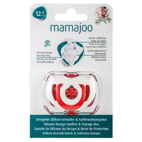 Mamajoo Силиконова ортодонтична биберон и кутия за съхранение - Mamajoo Ladybug &amp; Red Box, 12 m+, 1 бр