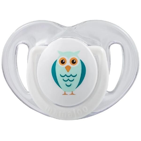 Mamajoo Силиконова ортодонтична залъгалка и кутия за съхранение - Mamajoo Owl &amp; White Box, 0 m+, 1 бр