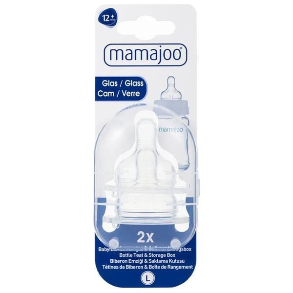 Mamajoo Силиконови биберони против колики № 3 / л, 12 месеца + и кутия за съхранение, 2 бр