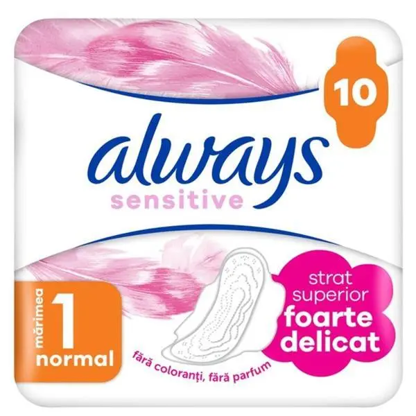 Always Синтетични абсорбенти - Always Sensitive White Super Soft, единична опаковка, размер 1 Normal, 10 бр