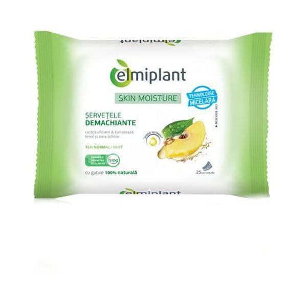 Elmiplant Skin Moisture Почистващи кърпички за нормална и смесена кожа Elmiplant, 25броя