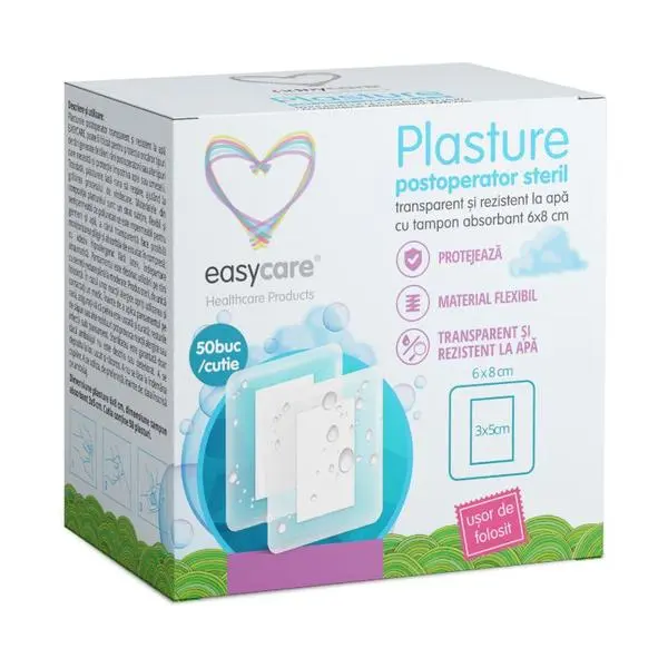 Easy Care Следоперативен стерилен пластир Easy Care, 6см x 8см