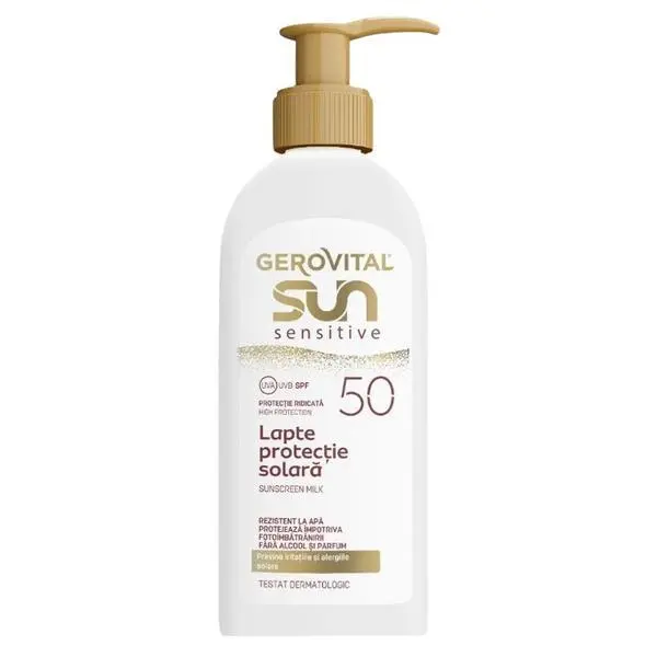 Gerovital Слънцезащитен крем за чувствителна кожа SPF 50 - Gerovital Sun Sensitive Sun Milk SPF50, 200 мл