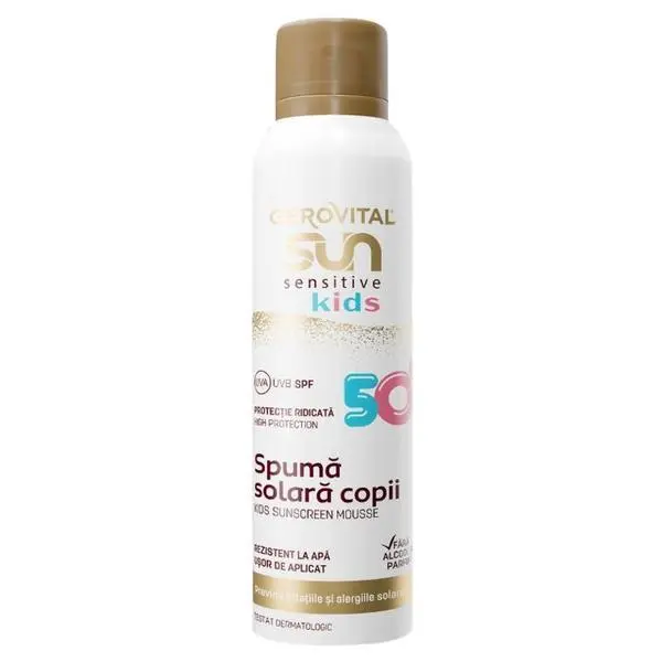Gerovital Слънцезащитен мус за чувствителни деца - Gerovital Sun Sensitive Kids Sunscreen Mousse с висока защита SPF50, 150 мл