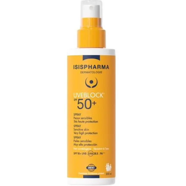 Isispharma Слънцезащитен спрей - Isispharma Uveblock SPF50+ Spray, 200 мл