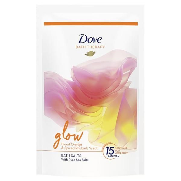 Dove Соли за вана - Dove Bath Therapy Glow Blood Orange &amp; Spiced Rhubarb Scent Bath Salts, 400 гр