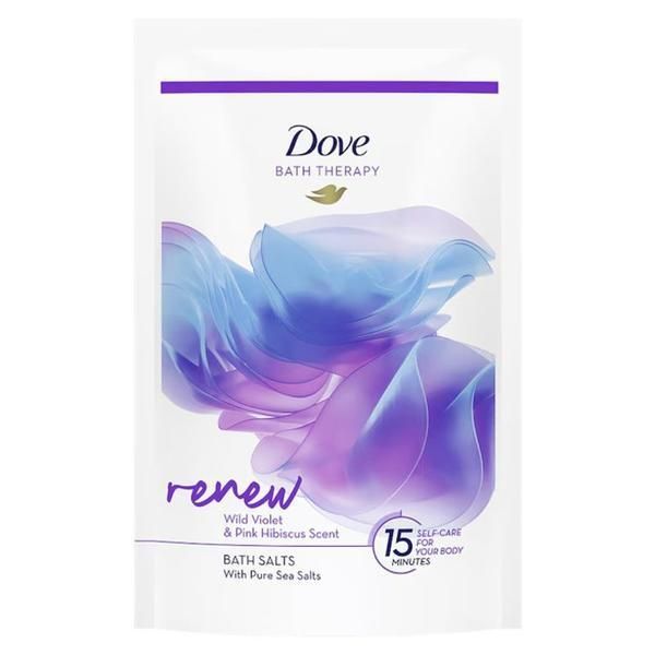 Dove Соли за вана - Dove Bath Therapy Renew Wild Violet&amp;Pink Hibiscus Scent Bath Salts, 400 гр