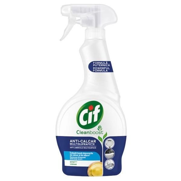 Cif Спрей против варовик с оцет - Cif Cleanboost Anti-Limescale Multisurface Vinegar, 500 мл