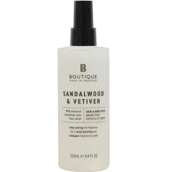 Boutique Спрей за коса и тяло с аромат на сандалово дърво и ветивер - Boutique Hair &amp; Body Mist, 250 мл