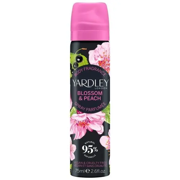 Yardley Спрей за тяло с нотки на череша и праскова - Yardley London Blossom &amp; Peach Body Fragrance, 75 мл