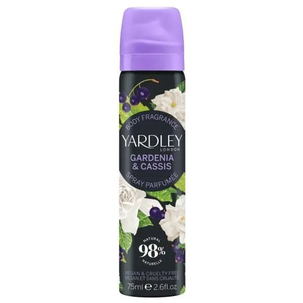 Yardley Спрей за тяло с нотки на гардения и касис - Yardley London Gardenia &amp; Cassis Body Fragrance, 75 мл