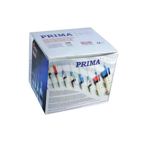 Prima Спринцовки за еднократна употреба Prima, 5мл, 22G игла, 1 1/4 &quot;(0,7 x 32 mm), черни, Luer Lock, гумено бутало, стерилни, 100 бр