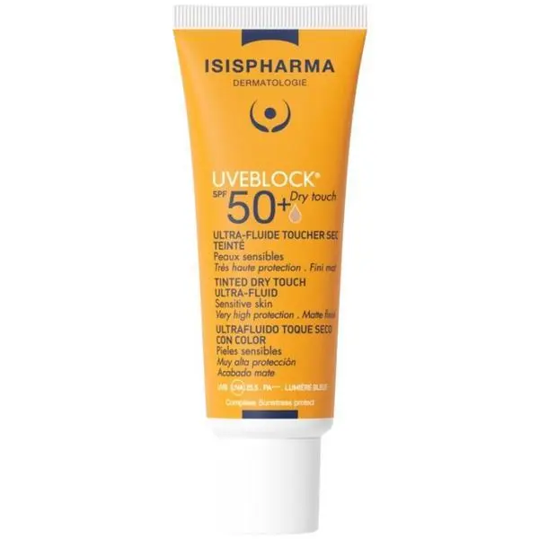 Isispharma Средно тониран флуид със слънцезащита за мазна кожа - Isispharma Uveblock SPF50+ Dry Touch Tinted Ultra-Fluid Medium, 40 мл