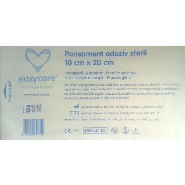 Easy Care Стерилна лепяща превръзка Easy Care, 10см x 20см