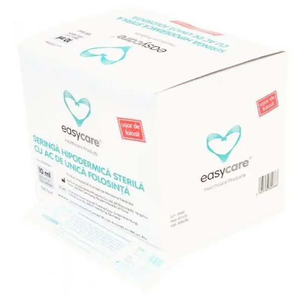 Easy Care Стерилни спринцовки 10 мл - EasyCare, система Luer Slip, 3 компонента с игла, 100 бр