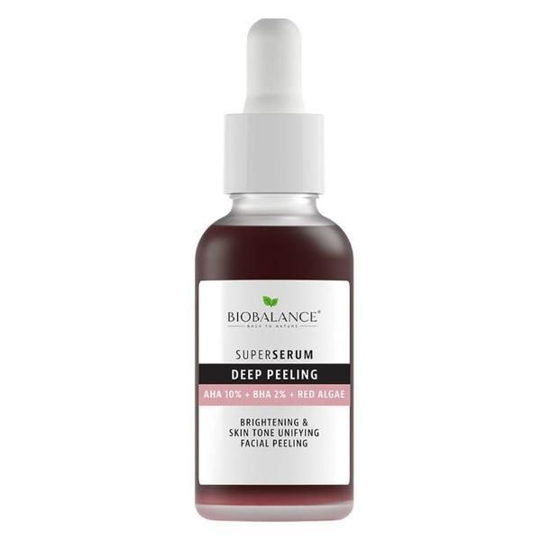 Bio Balance Супер серум за дълбока ексфолиация с AHA 10% + BHA 2% + екстракт от червени водорасли, за блясък и равномерност на кожата - Bio Balance, 30 мл