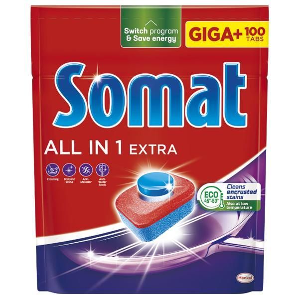 Somat Таблетки препарат за съдомиялна машина - Somat All in 1 Extra, 100 бр