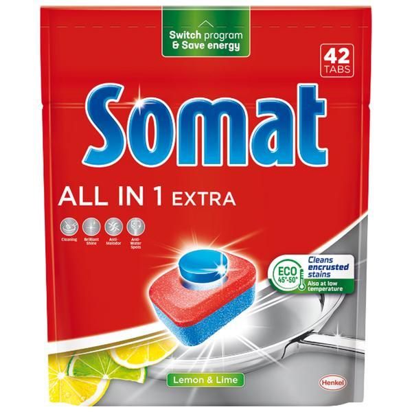 Somat Таблетки препарат за съдомиялна машина - Somat All in 1 Extra, 42 бр