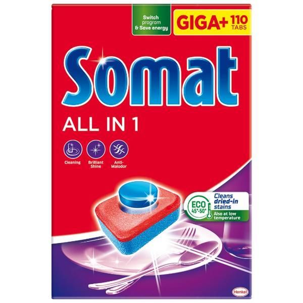 Somat Таблетки препарат за съдомиялна машина - Somat Всичко в 1, 110 бр