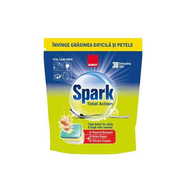 Sano Таблетки за миялни машини - Sano Spark Total Action, 30 таблетки