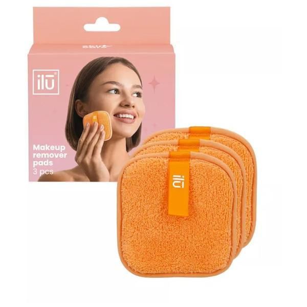 Ilu Тампони за премахване на грим за многократна употреба - Ilu Makeup Remover Pads, оранжеви, 3 бр