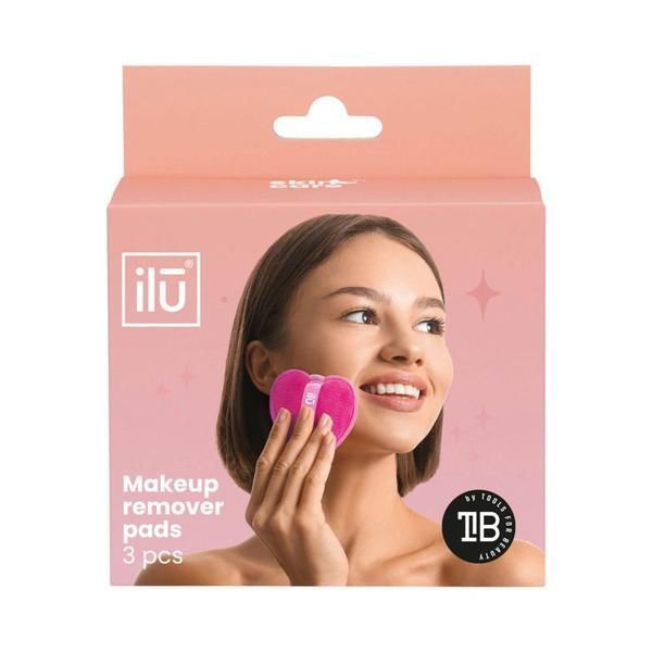Ilu Тампони за премахване на грим за многократна употреба - Ilu Makeup Remover Pads, розови, 3 бр