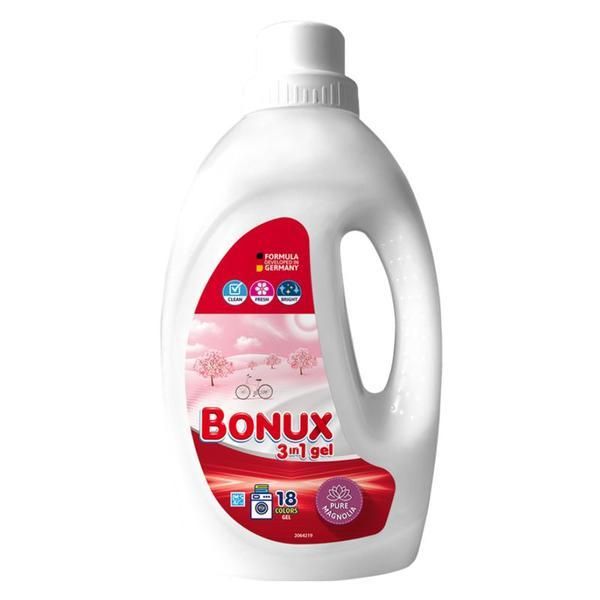 Bonux Течен автоматичен перилен препарат 3 в 1 с вкус на магнолия за цветно пране - Bonux 3 в 1 Colours Gel Pure Magnolia, 900 мл