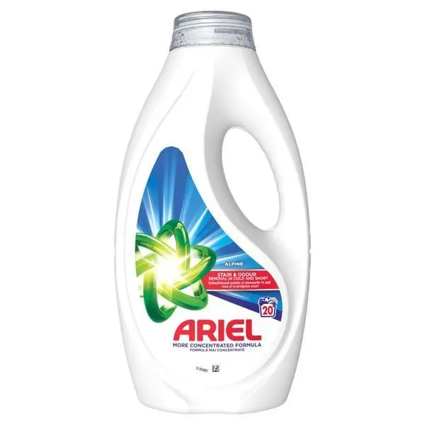 Ariel Течен автоматичен перилен препарат - Ariel Alpine Stain &amp; Odour Removal, 20 пранета, 0.9 л