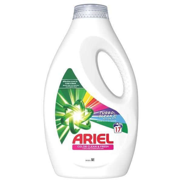 Ariel Течен автоматичен перилен препарат - Ariel Color Clean &amp; Fresh Turbo Clean Action, 17 пранета, 850 мл