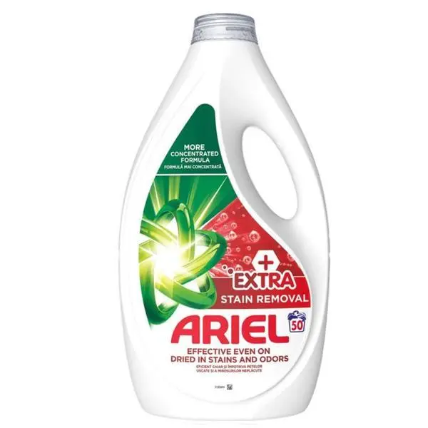 Ariel Течен автоматичен перилен препарат - Ariel +Extra Stain Removal, 50 пранета, 2.25 л