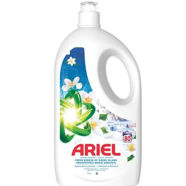 Ariel Течен автоматичен перилен препарат - Ariel Fresh Breeze of Greek Island, 80 пранета, 3.6 л