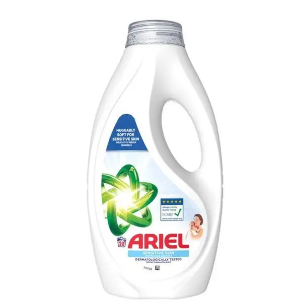 Ariel Течен автоматичен перилен препарат - Ariel Sensitive Skin, 20 пранета, 900 мл