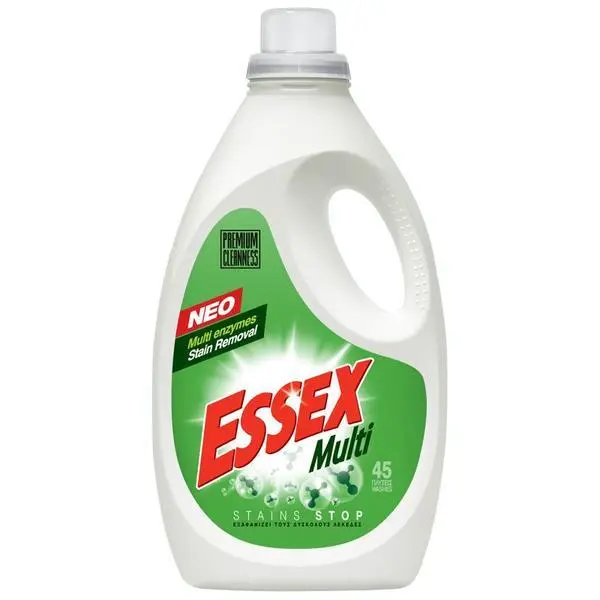 Essex Течен перилен препарат - Essex Multi Stains Stop Multi Enzymes Stain Removal, 45 пранета, 2250 мл