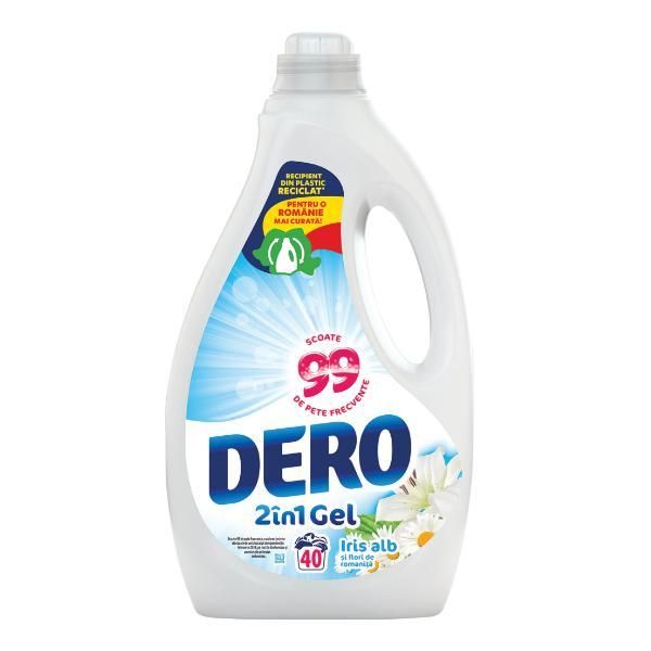 Dero Течен перилен препарат с аромат на бял ирис и цветя Romanita Dero 2 в 1 гел, 2000 мл