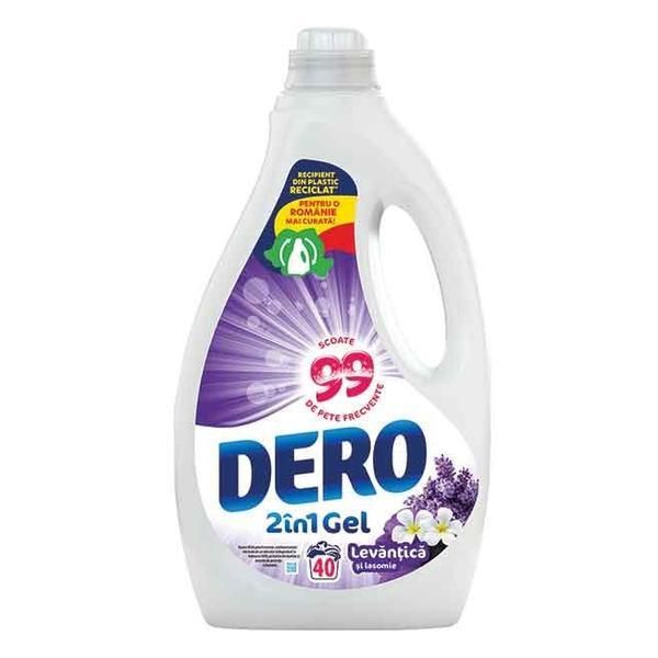 Dero Течен перилен препарат с аромат на лавандула и жасмин Dero 2 в 1 гел, 2000 мл