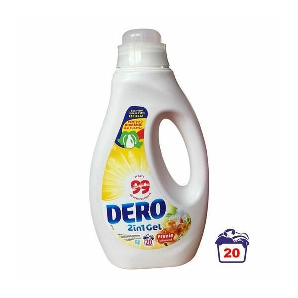 Dero Течен перилен препарат с фрезия и лимонов гел 2 в 1, 1000 мл