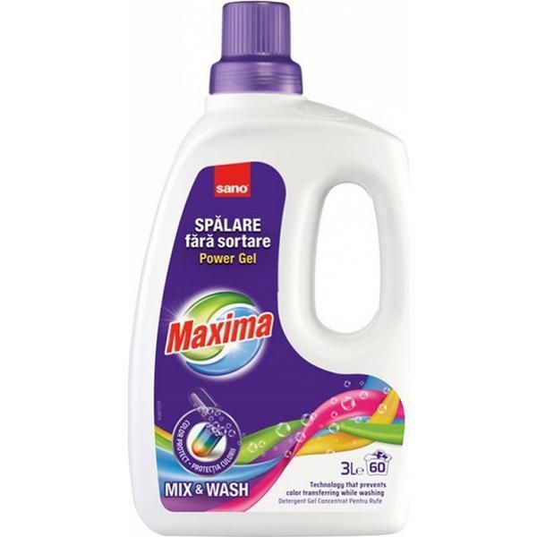 Sano Течен перилен препарат за цветно пране - Sano Maxima Power Gel Mix &amp; Wash, 3000 мл