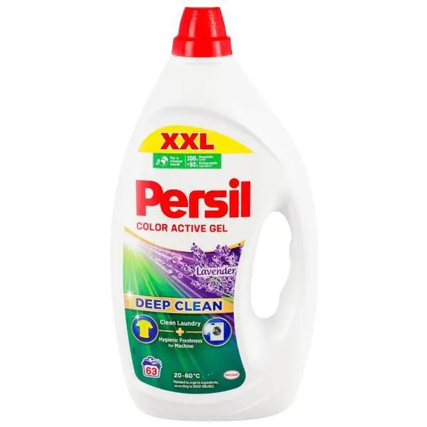 Persil Течен препарат за цветни дрехи с аромат на лавандула - Persil Color Active Gel Deep Clean Lavender XXL, 63 пранета