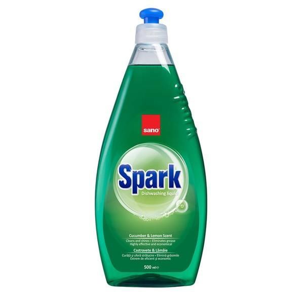 Sano Течен препарат за миене на съдове от краставици и лимон Sano Spark Dishwashing, 500 мл
