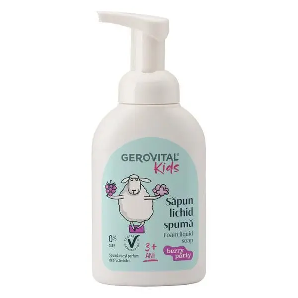 Gerovital Течен сапун-пяна - Gerovital Kids Foam Liquid Soap Berry Party, 3+ години, 300 мл