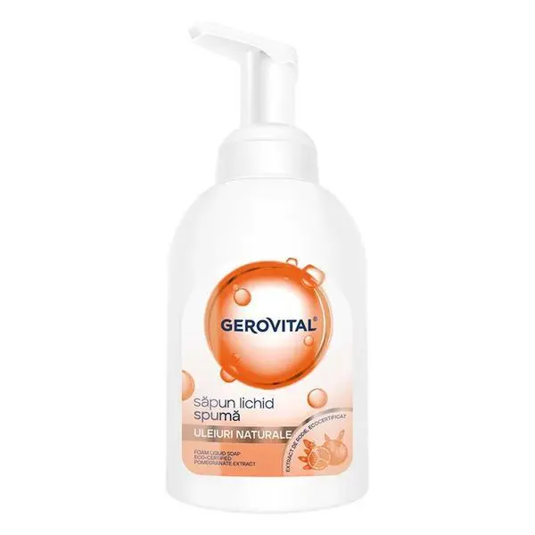 Gerovital Течен сапун-пяна с натурални масла - Gerovital Foam Liquid Soap, 300 мл