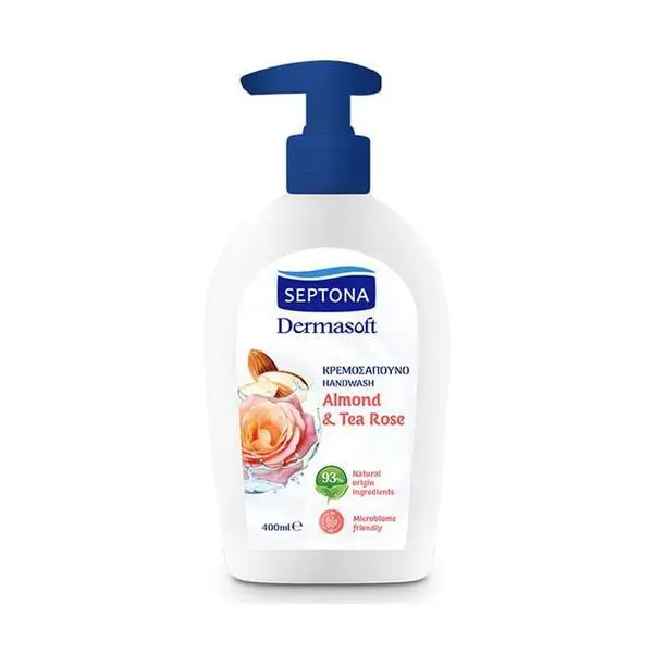 Septona Течен сапун с бадем и роза - Septona Dermasoft Handwash Almond &amp; Tea Rose, 400 мл