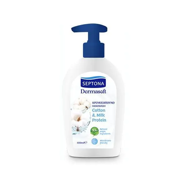 Septona Течен сапун с памук и млечен протеин - Septona Dermasoft Handwash Cotton &amp; Milk Protein, 400 мл