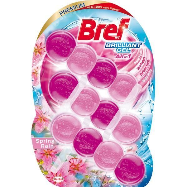 Bref Тоалетен ароматизатор Brc Wc Brilliant Gel All in 1 Spring Rain, 3x 42 гр