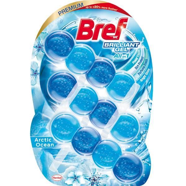 Bref Тоалетен освежител Ocean Fragrance - Brilliant Gel Brc Wc All in 1 Arctic Ocean, 3x 42 гр